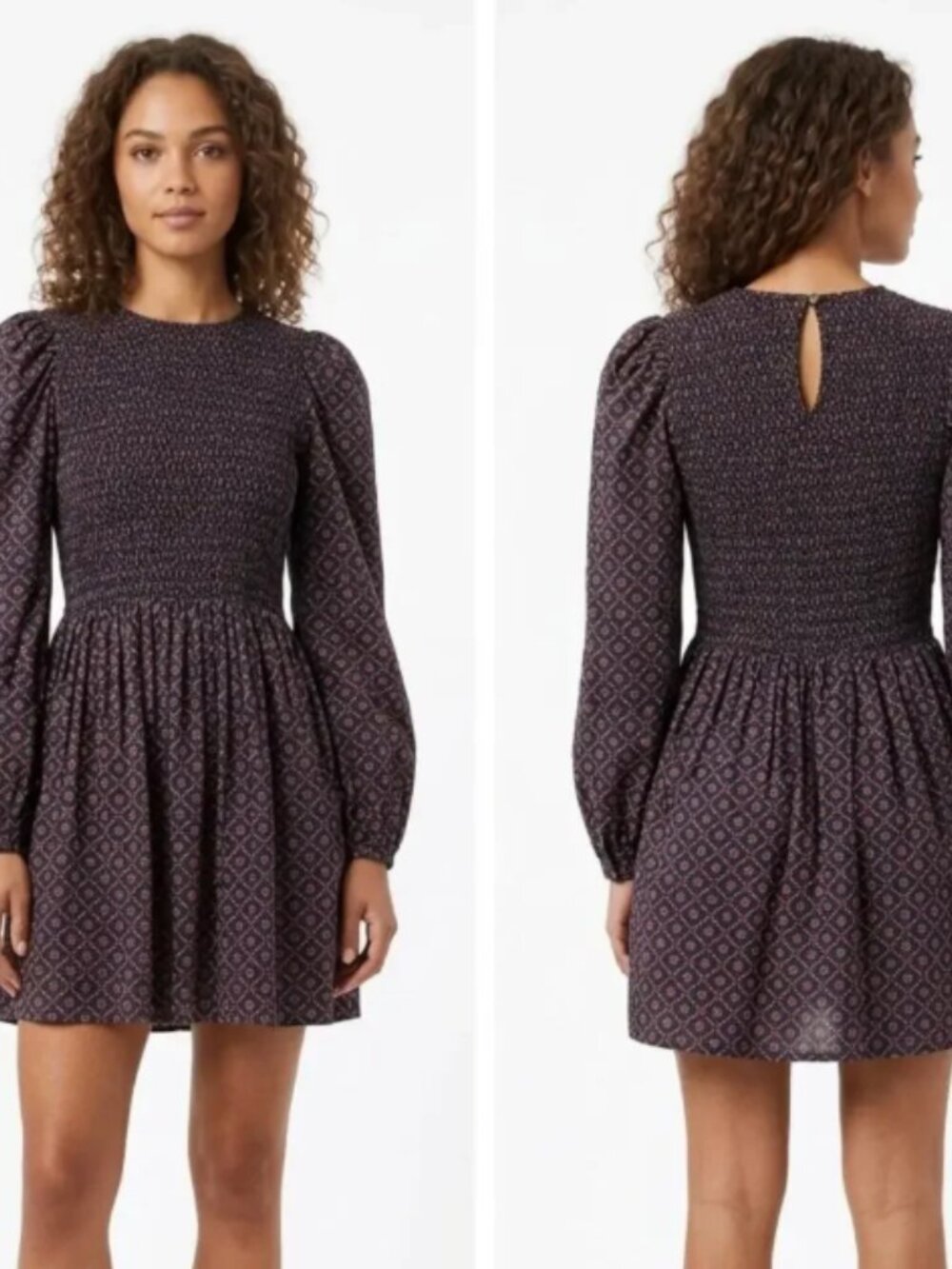 Anthropologie Ciao Lucia printed smocked dress with puffed sleeves